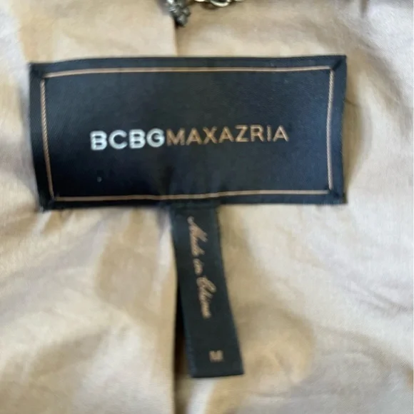 BCBGMAXAZRIA Tan Leather Moto Jacket Women’s Size M | Suede Finish - Picture 6 of 8